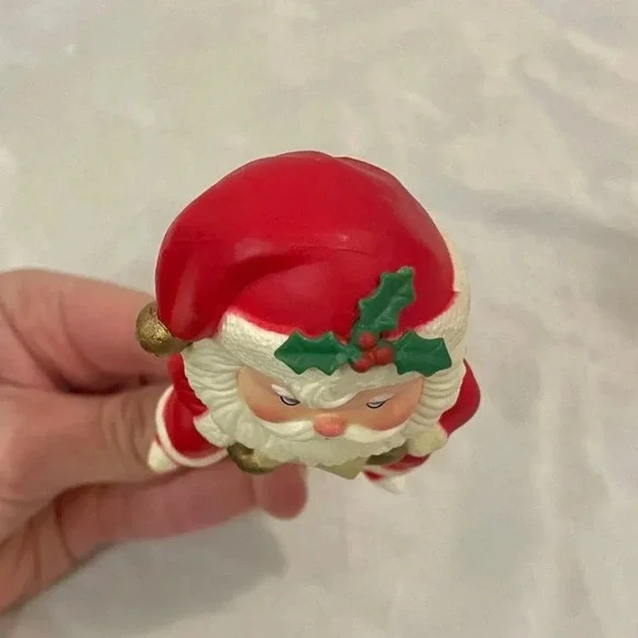 Vintage Russ Christmas Stocking Hanger Santa Claus with Striped Socks Joy - Picture 14 of 15